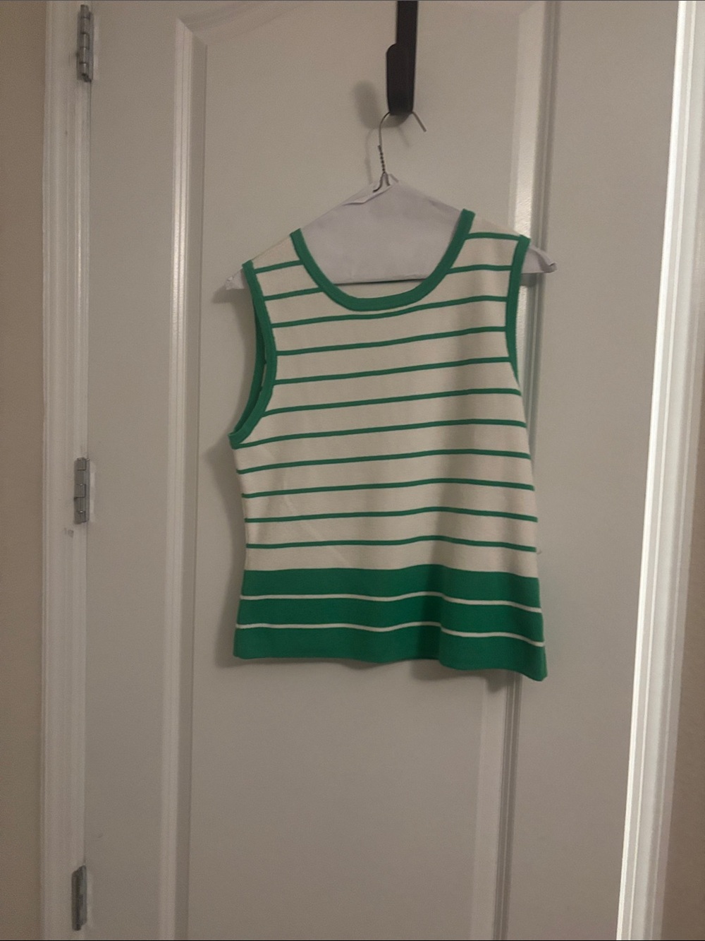 Draper James White and Green Striped Sleeveless Top
